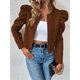 thumbnail image 4 of Chaqueta Corta de Larga para Mujer, con Cremallera, Abrigo, Ropa de Abrigo, Atuendo de Otoño, Chaquetones Marrón Oscuro 4XL, 4 of 7