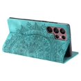 thumbnail image 3 of SaniMore for Samsung Galaxy S24 Ultra Case, PU Leather Embosed Mandala Flower Wallet Protective Phone Cover Card Slots Pocket Purse Women Men Kickstand Vintage Shockproof Anti-fall Shell, Green, 3 of 8