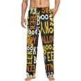 thumbnail image 4 of Men's Pajama Pants with Pockets Sleepwear Lounge Pants Stretch Casual Happy Halloween White Black Yellow Orange Letters, 4 of 7