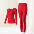 thumbnail image 2 of ibiyuan Thermal Underwear for Women Fleece Lined Long Johns Base Layer Thermals Top and Bottom Set Cold Weather,Red, 2 of 4