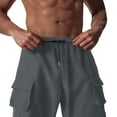thumbnail image 4 of Dolkfu Drawstring Men Pants Cargo Gray Relaxed Fit Elastic Waist Pants 2025 Men Trousers 2XL, 4 of 6