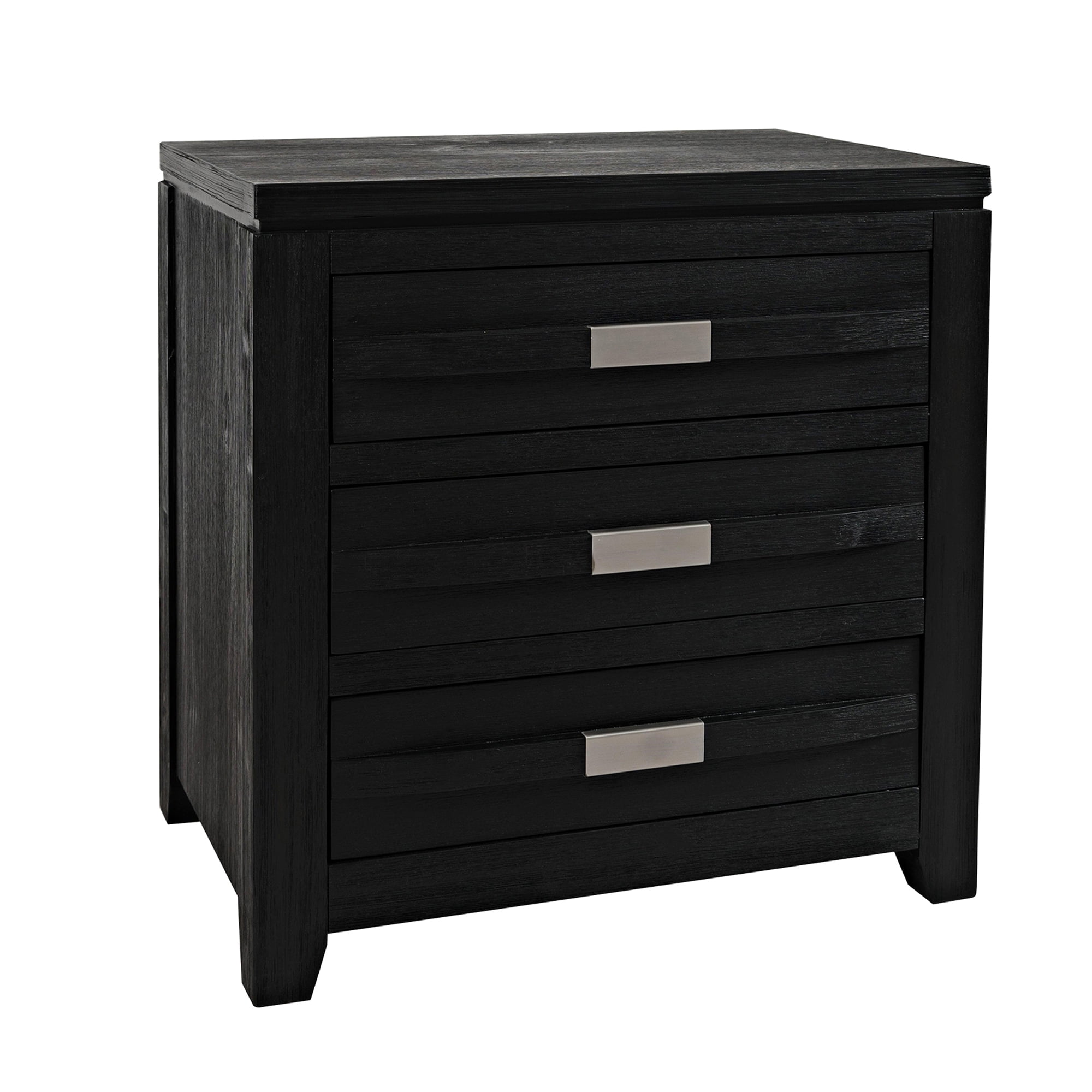 3 Drawer Storage Night Stand with Power Outlets and 1 Cable, Charcoal