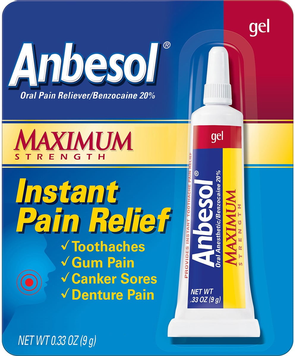 Anbesol Gel Maximum Strength, Instant Oral Pain Relief, 0.33 oz