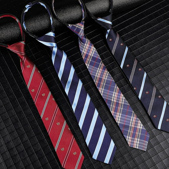 4 Pcs Boy's Necktie Pre Tied Neck Strap Tie Adjustable Kids Ties for Formal Wedding Graduation School Uniforms, assorted colors