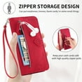 thumbnail image 5 of Dteck Case for Samsung Galaxy S23 Ultra,Magnetic Leather 7 Card Slots Zipper Wallet Case Shockproof Rubber Kickstand Cover with Wrist Strap, Red, 5 of 7