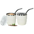 thumbnail image 1 of 2-Pack 4oz Stackable Stainless Steel Vacuum Insulated Espresso Cups with Straw & Leakproof Lid, White Mini Coffee Mugs for Temperature Locking, Cold Insulation & Portable Use, Durable Espresso, 1 of 6