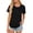 Black, variant on Duoif Women's Tops Women's Summer Solid Color Round Neck Pleated Short Sleeve T Shirt Top Tshirts Shirts for Women Black L
