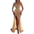 thumbnail image 2 of AZZAKVG Womens Off Shoulder Solid Color Glitter Irregular Hem Dress Party, 2 of 9