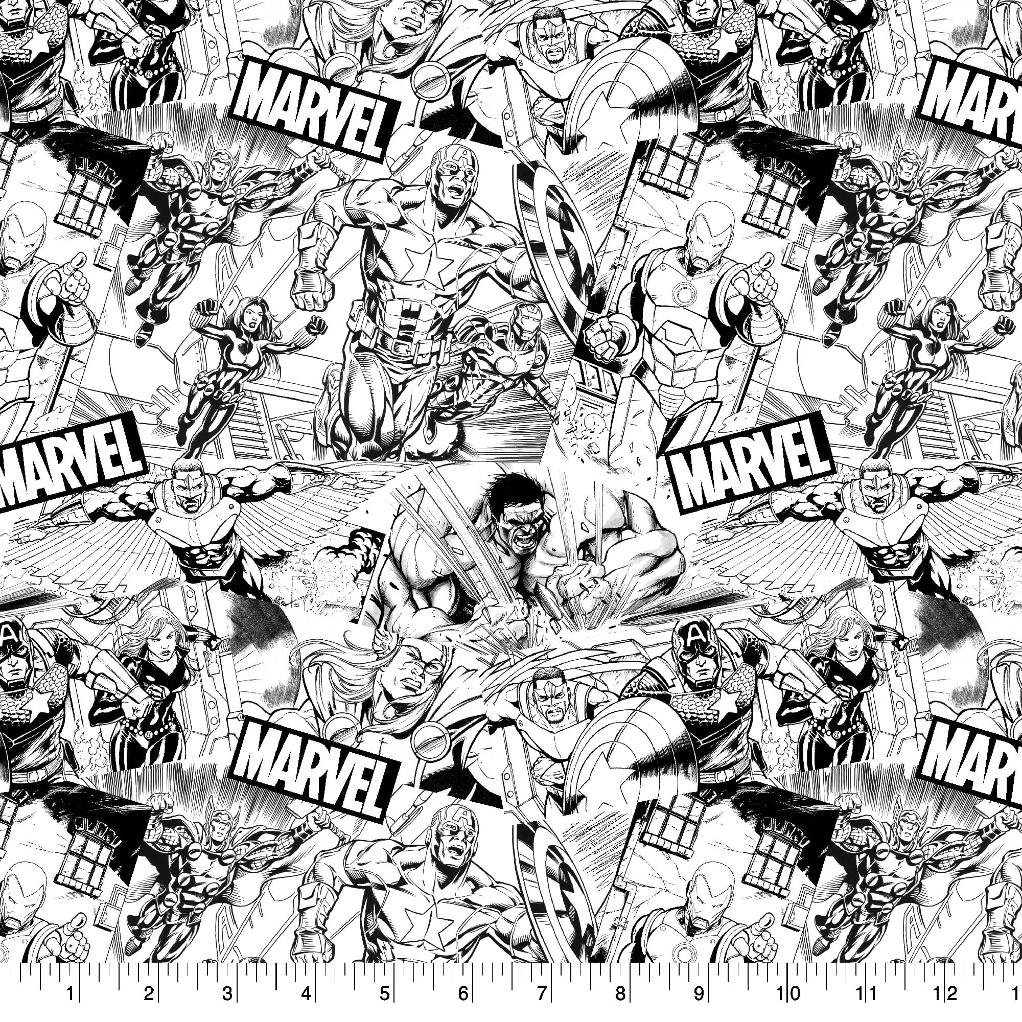 Springs Creative 43" 100% Cotton Marvel Avengers Sketch Sewing & Craft Fabric 15 yd By the Bolt, White