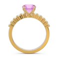 thumbnail image 4 of Diamond-Capitals 2.25 Carat Stylish Round Cut Real Diamond & Pink Sapphire Gemstone Wedding Ring for Women Solid 14K Yellow Gold Size 5, 4 of 7