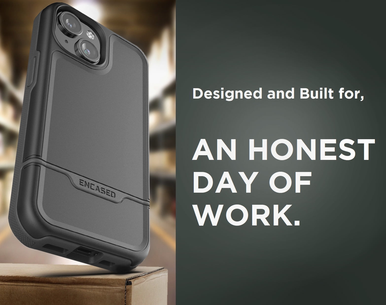 Encased Rebel Designed for iPhone 15 Belt Clip Case, Protective Shockproof Phone Case with Holster (Black)