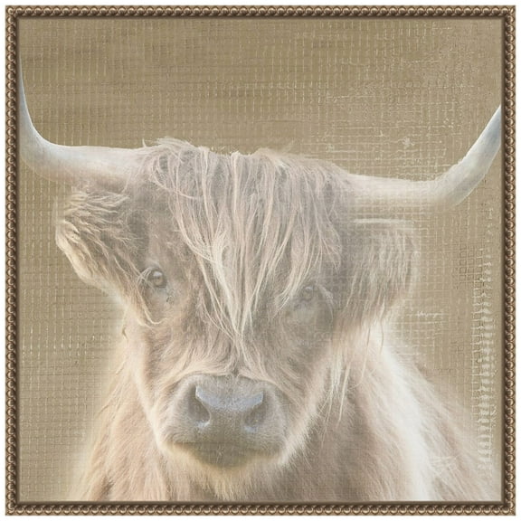 Amanti Art Soulful Bull Framed Canvas Wall Art Print