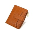 thumbnail image 2 of OWMEOT Leather Credit Card Cases for Women Small Wallet PU Leather Zipper Pocket Wallet Card Case Purse, Brown, 2 of 3