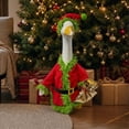 thumbnail image 5 of Porch Goose Outfits 19-23 Inch Christmas Red Dress with Green Fur Trim Black Belt Bow Hat Winter Holiday Outdoor Front Porch Patio Garden and Lawn Seasonal Decor, 5 of 9