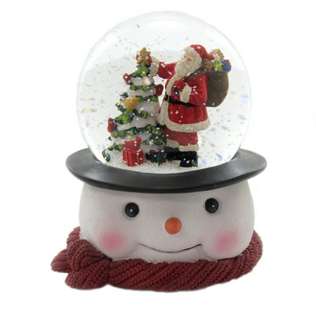 I Ll Be Home For Christmas Musical Christmas SANTA W/ TREE ON SNOWMAN BASE Musical Glitterdome Waterball 132517 ()