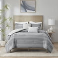 thumbnail image 2 of Madison Park King/Cal King Drew 5-Piece Clipped Jacquard Comforter Set with Throw Pillows, Gray, 2 of 9
