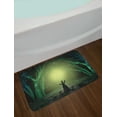 thumbnail image 2 of Dark Forest Bath Mat, Fantasy World Scene of a Witch Casting a Spell in Scary Woodland, Plush Bathroom Decor Mat with Non Slip Backing, 29.5" X 17.5", Pale Green Charcoal Grey, by Ambesonne, 2 of 2