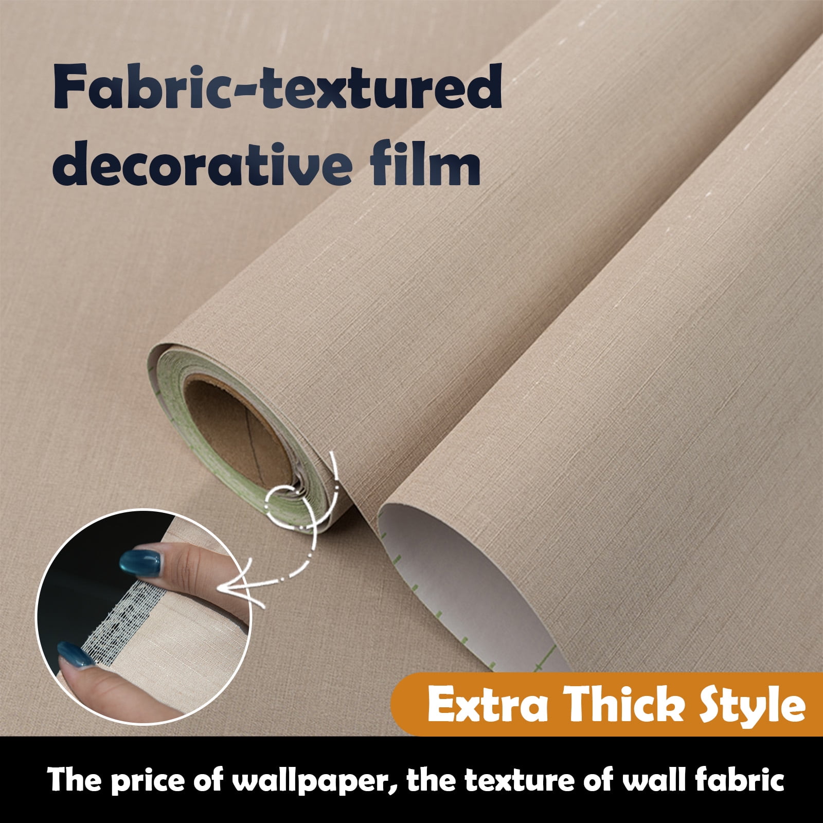 Fabric Texture PVC Fabric textile base Peel and Stick Wallpaper Self Adhesive Linen Look Wall cover Waterproof Washable Removable Vinyl Roll for Living Room Bedroom Accent Wall DIY Wallpaper self-adh