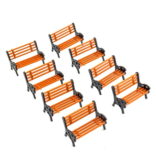 Marrteum Banc de Parc Rue Modèle Décoration de Paysage 1:50 Ensemble 2.8 Cm/ 1.1 Pouce Accessoire de Scène pour Plateforme de Train Modèles d'Architecture 8 Pcs