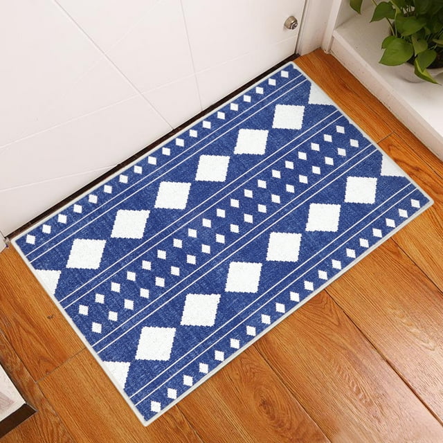 2 x 3 Foot Heavy Duty Low Pile Area Rug - Ultra-Thin Non Slip Area Rug - Washable Cotton Indoor Rug for Front Door Foyer Rug for Entryway