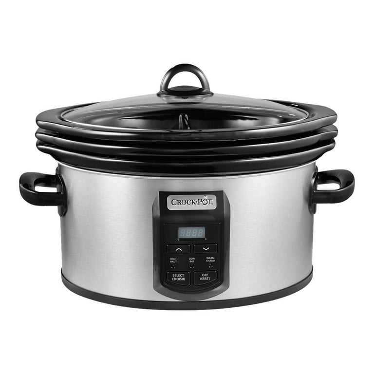  Crock-Pot 4.5 Quart Round Portable Slow Cooker and Food Warmer,  Black & White Pattern (SCR450-HX): Home & Kitchen