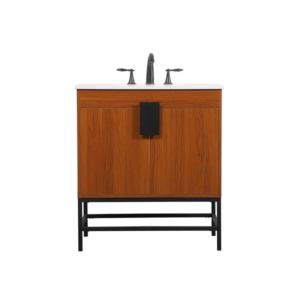 Elegant Kitchen and Bath 30 inch Single bathroom vanity in teak