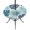 Teal Blue Palm Leaves, variant on Round Outdoor Tablecloth with Umbrella Hole and Zipper, Teal Blue Palm Leaves Tablecloth with Elastic Waterproof, Tropical Botanical Summer Patio Table Covers for 36" - 44" Picnic Pool Tables