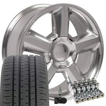 OE Wheels CV83 20 Inch Rims and Tires Fit Tahoe Style 6x139.7 20x8.5 Polished - Hollander 5308 - Dueler H/L Alenza 275/55-20 (Set of 4)