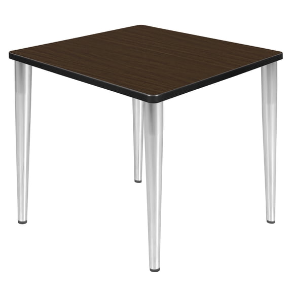 Romig Arco 30 in. Square Breakroom Table- Neo Walnut Top, Chrome Tapered Legs