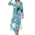 thumbnail image 1 of Robe en Chiffon Animal Arctic Imprimé Drôle de Macareux Robes Mignonnes Femme Manches Longues Style Rue Col en V Oversize Robe Décontractée, 1 of 5