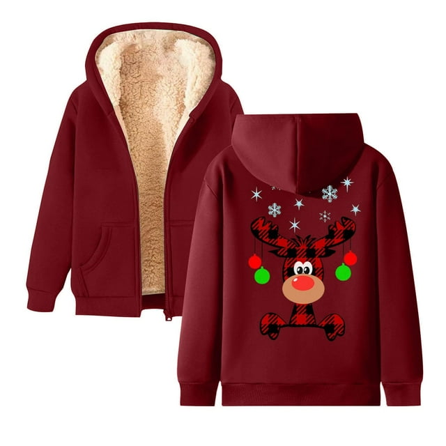 Chandail de Noël pour Femme à Col Rond avec Renne et Flocon de Neige, Chandail de Noël à Fermeture Éclair