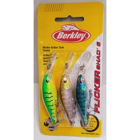 Berkley Flicker Shad Fishing Lure 3 Pack, Assorted Colors