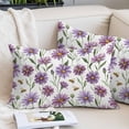 thumbnail image 2 of Purple Spring Floral Throw Pillow Covers, Summer Botanical Bee Floral Daisy Soft Breathable Pillow Cases with Invisible Zipper for Sleeping, Small Pillowcases for Couch Bed Sofa Chair 16x24 Inches, 2 of 9