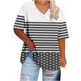 thumbnail image 5 of QUNYINEY Short Sleeve Tee Shirts Womens Casual Striped V Neck Tops Plus Size Loose Summer Pullover Women's Tops, 5 of 5