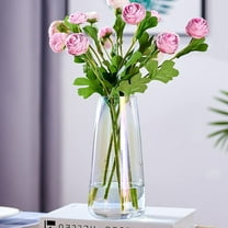 Aoderun Glass Vase Handmade Flower Vases for Decor Living Room Kitchen Home 8.7” (Iridescent Clear)