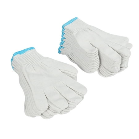 

12 Pairs Men White Working Safety Gloves Cut-Resistant Protective Nylon Labor Safety Protective Durable Anti-Cutting Gloves