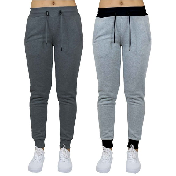 2-Pack Womens French Terry Fashion Jogger Lounge Pants (S-2XL)