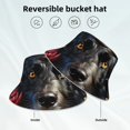 thumbnail image 3 of Kll Colorful Floral Black Dog Bucket Hat for Women Men Packable Travel Beach Sun Hat Outdoor Rave Accessories Reflective Fisherman Cap, 3 of 6