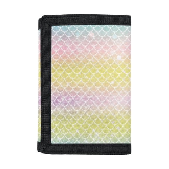 CHAQLIN Trifold Card Wallet Ombre Mermaid Scale Pattern Lightweight Children's Wallet for School, Polyester Compact Trifold Children's Money Wallet