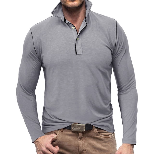 Blusas y camisas de manga larga con cuello redondo para hombre, blusa básica de color puro con músculos musculosos de manga larga, blusas y camisas de manga larga con cuello redondo para hombre, blusa