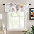 thumbnail image 2 of World Map Rod Pocket Curtain Valance, Farmhouse Abstract Illustration Wooden Grain Farmhouse Window Valance for Living Room, Bedroom, Kitchen 42"W x 18"L, 2 of 9