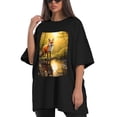 thumbnail image 4 of Plus Size Shirt for Women Black Tops for Women Oversized Short Sleeves Shirt for Women Fox T Shirt Crewneck Shirt for Women XL, 4 of 5