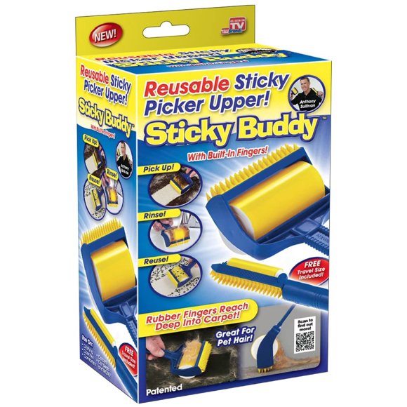 Sticky Buddy Reusable Sticky Picker Cleaner Lint Roller Pet Hair Remover Brush As Seen on TV Pickup Rinse Reuse