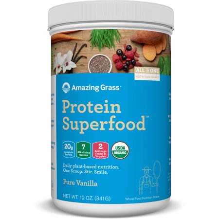 Amazing Grass Plant Protein Superfood Powder, Vanilla, 20g Protein, 12.7 Oz
