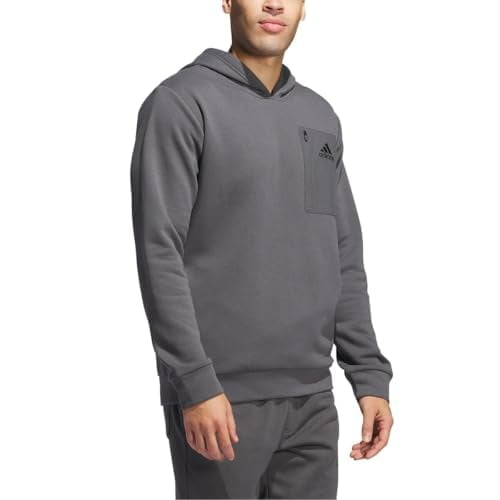 adidas Men�s Regular Fit Kangaroo Pockets Hoodie - Gray (Gresix), Large
