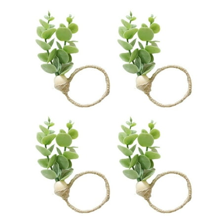 

Eucalyptus Napkin Ring Wooden Beads Faux Greenery Napkin Holder Weddings Party