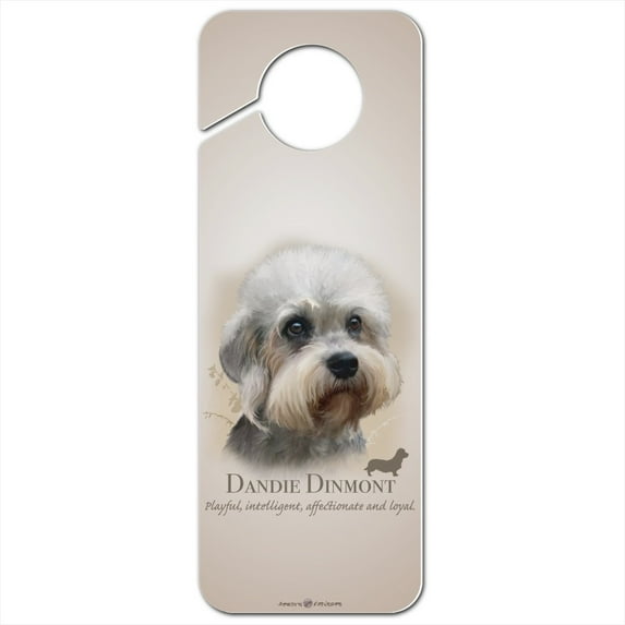 Dandie Dinmont Dog Breed Plastic Door Knob Hanger Sign