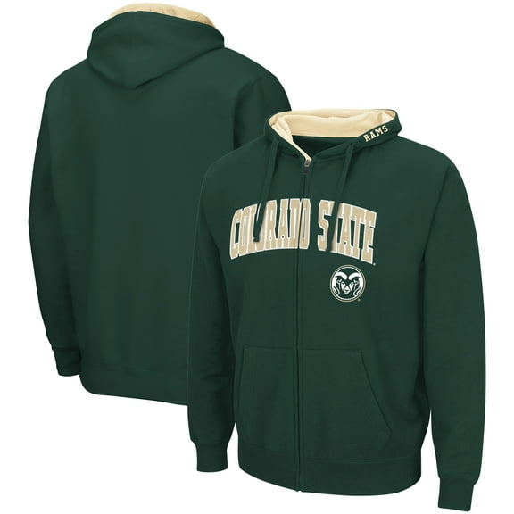 Men's Colosseum Green Colorado State Rams Arch & Logo 3.0 Full-Zip Hoodie