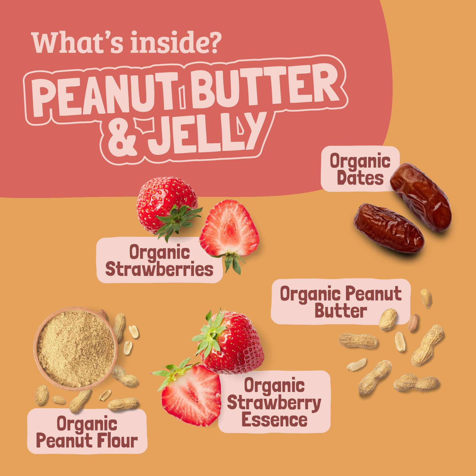 Skout Organic Peanut Butter & Jelly Kids Snack Bars (18 Pack) | Organic Snacks for Kids | No Refined Sugar | Vegan | Gluten, Dairy & Seed Oil Free