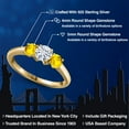 thumbnail image 2 of Gem Stone King 18K Yellow Gold Plated Silver White Moissanite and Yellow Sapphire Engagement Ring for Women | 1.22 Cttw | Round 5MM | Gemstone Birthstone | Size 5, 2 of 7